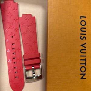 Louis Vuitton Tambour Monogram Rubber Strap in red.